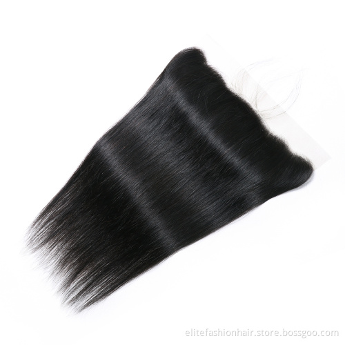 Brazilian Silky Straight Remy Human Hair Transparent Lace Frontal Closure 150% Density Ear To Ear 13x4 Lace Frontal Closure